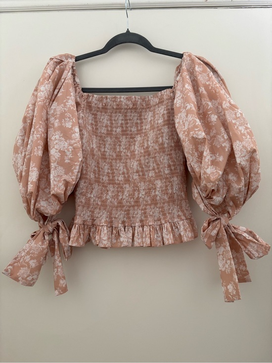 Caroline Constas Tops - Caroline Constas Puffed sleeves Pink Floral Nora Top Size M (US 6-8) Designer